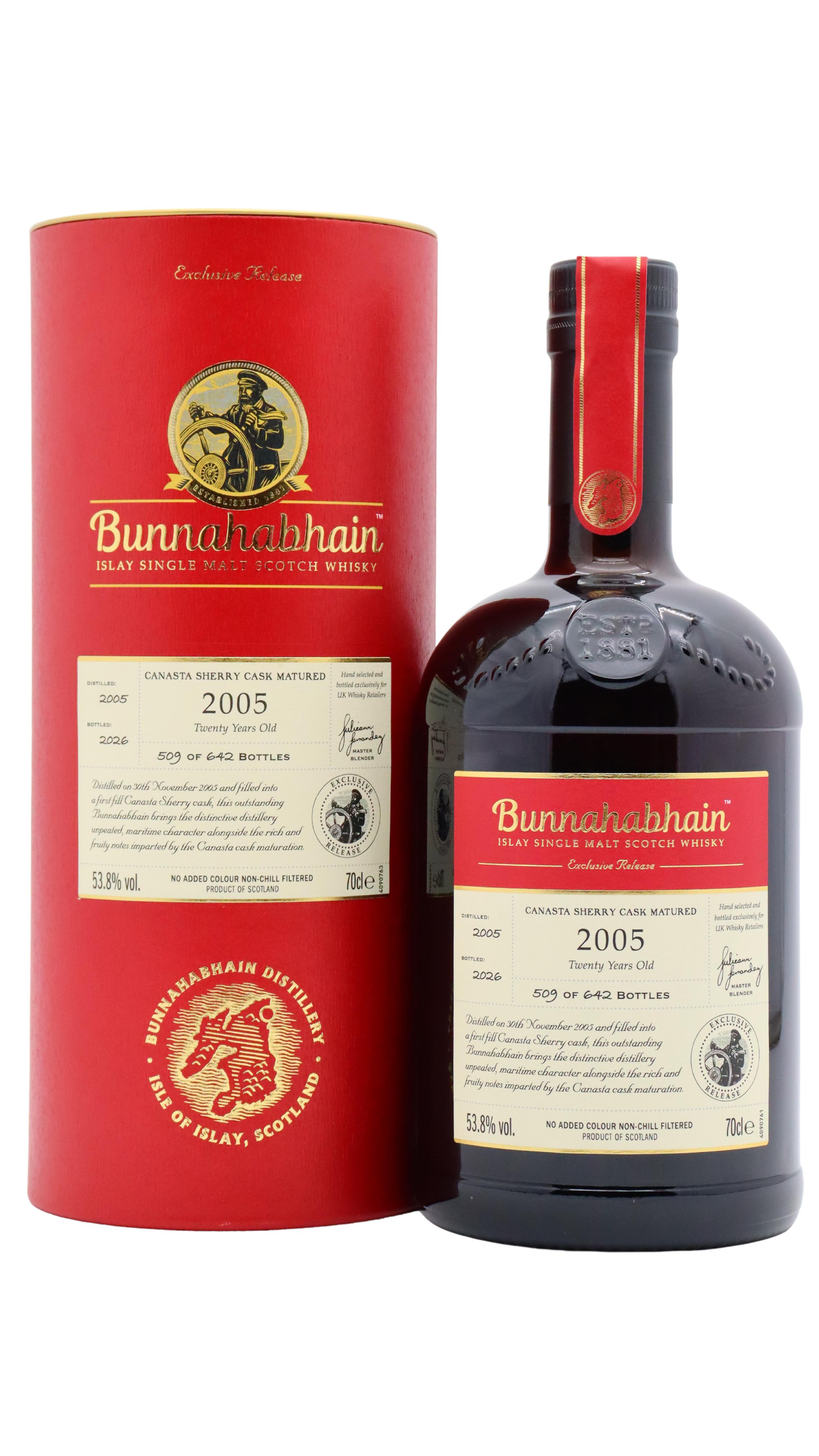 Bunnahabhain Single Canasta Sherry Cask Matured Islay Single Ma 2005 20 Year Old Whisky